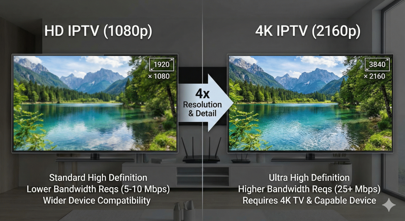 Wie ist HD IPTV im Vergleich zu 4K IPTV?