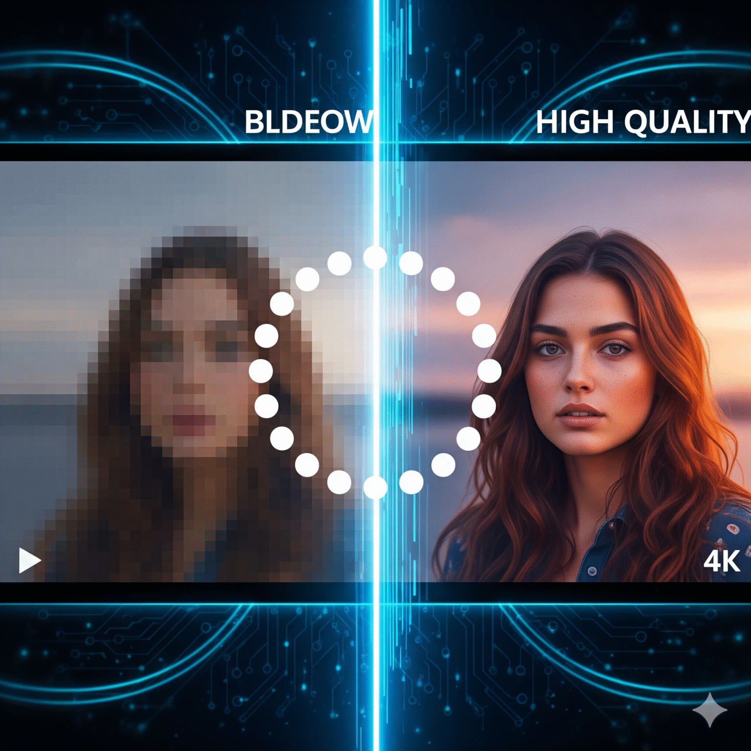 H.264 (buffering/pixelated) and H.265 (clear/smooth)