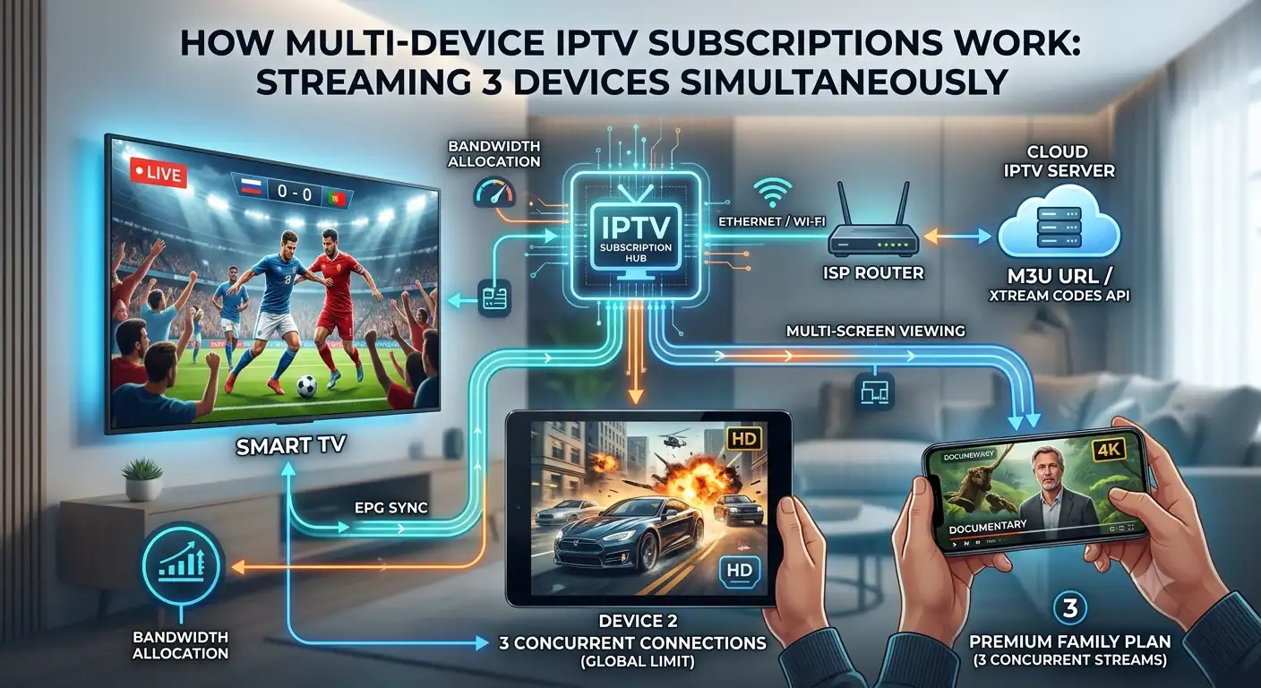IPTV subscription on three devices simultaneously