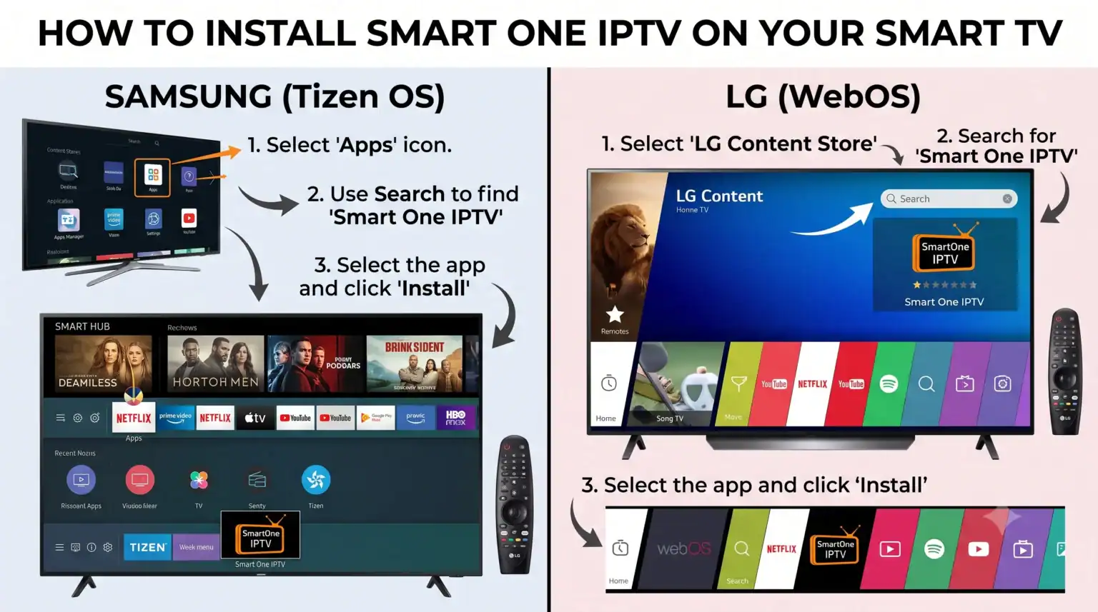 How to Install Smart One IPTV on Samsung Tizen & LG WebOS
